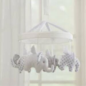 Pottery Barn Baby Elephant Nursery Mobile in Gray and White